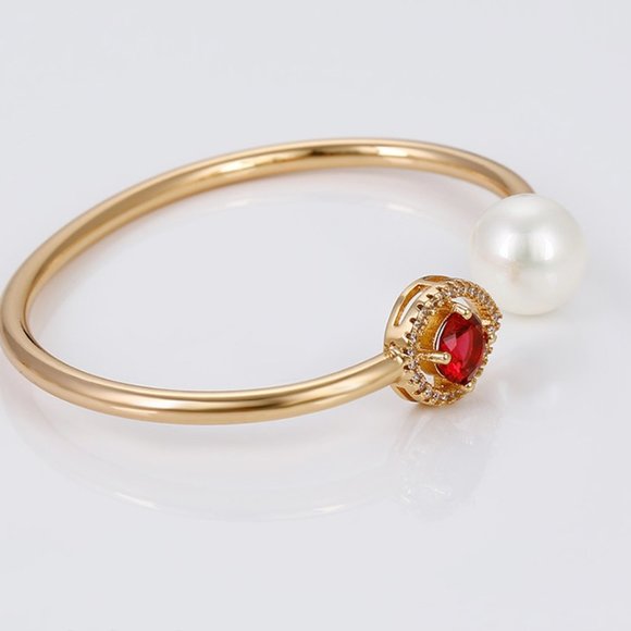 Stunning Amethyst 18KGP Teardrop Bangle - Picture 3 of 7